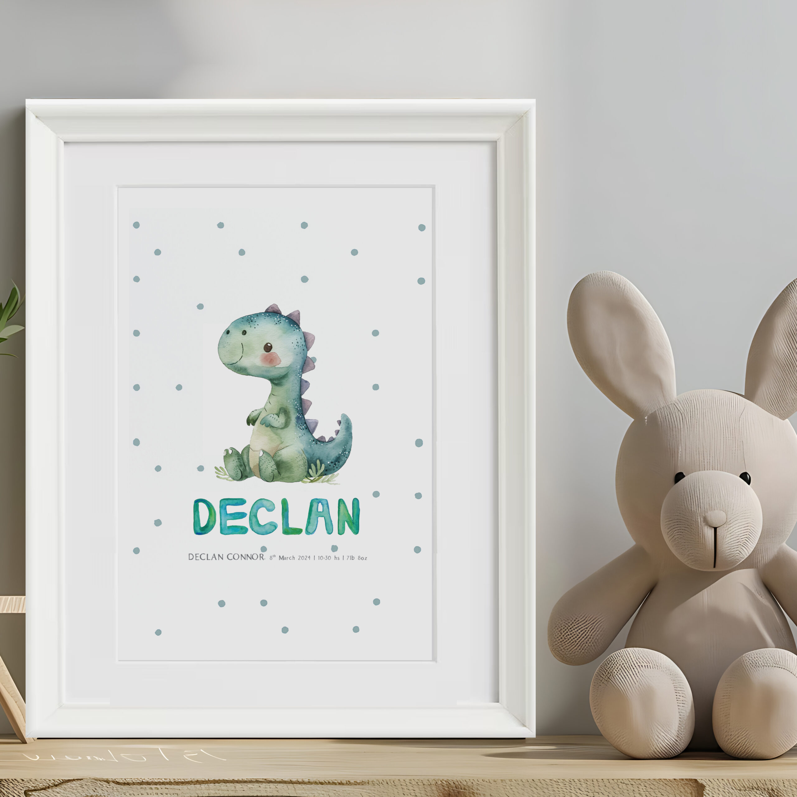 'Happy Dino' Personalised Frame