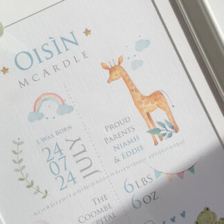 'Cute Safari' Personalised Frame