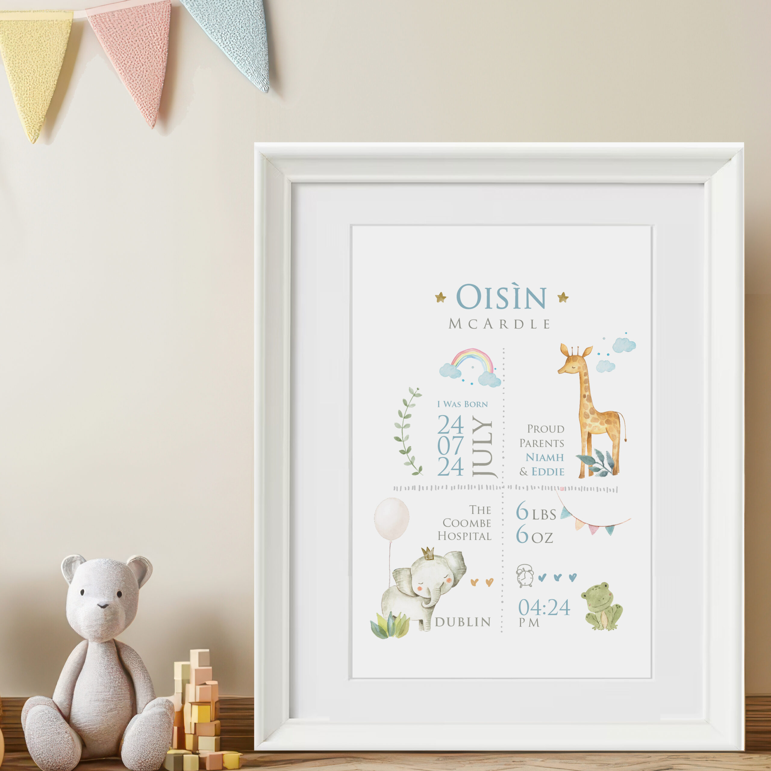 'Cute Safari' Personalised Frame